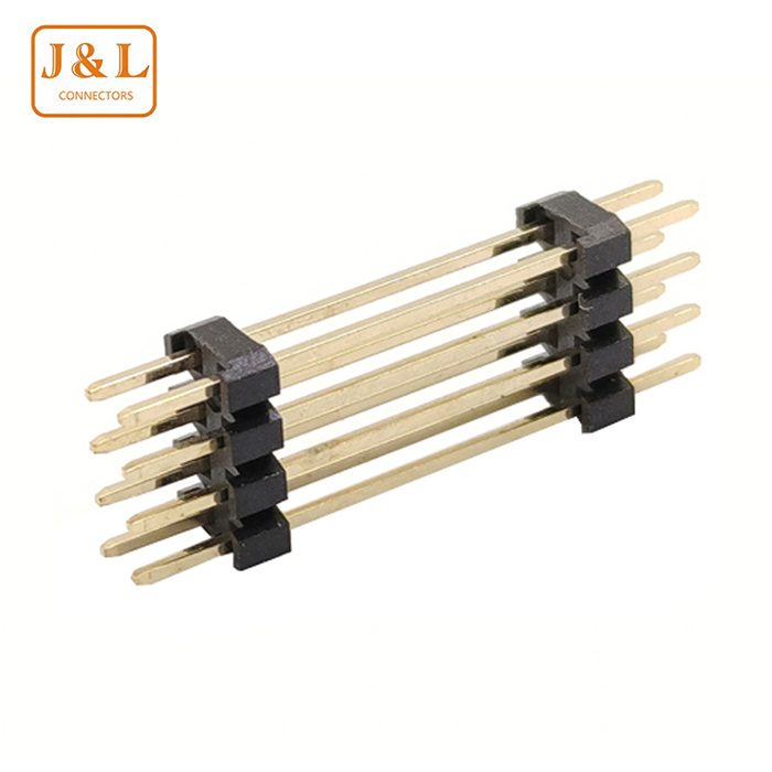 2.54mm间距2*4P双排双塑加长镀金排针