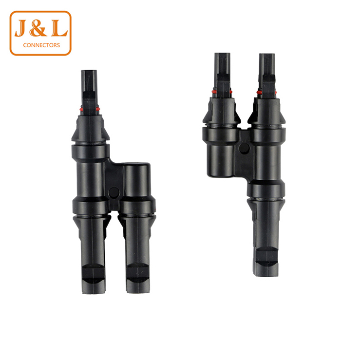 MC4 光伏太阳能T 型分支一拖二 三通连接器