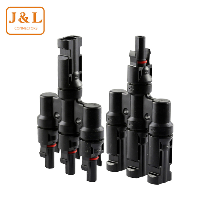 MC4 光伏太阳能T 型分支一拖三 四通连接器