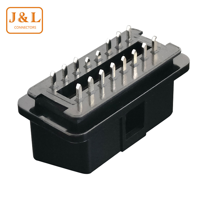 OBDII公头焊线式16P镀镍180度车载汽车诊断插头