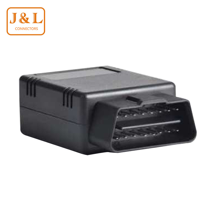 OBDII 镀金90度折弯公头连接器汽车诊断塑料外壳