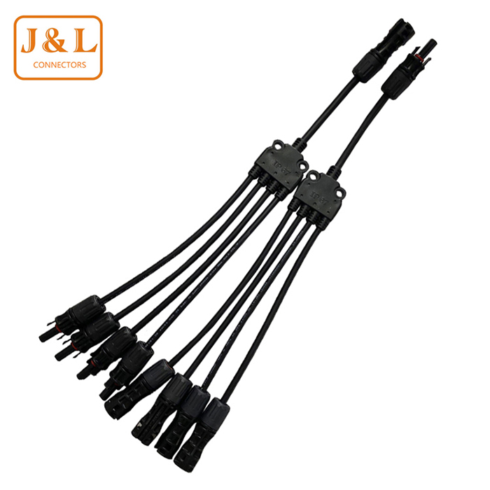 Y型MC4分支器太阳能板并联充电线 1分4太阳能连接器MC4光伏延长线