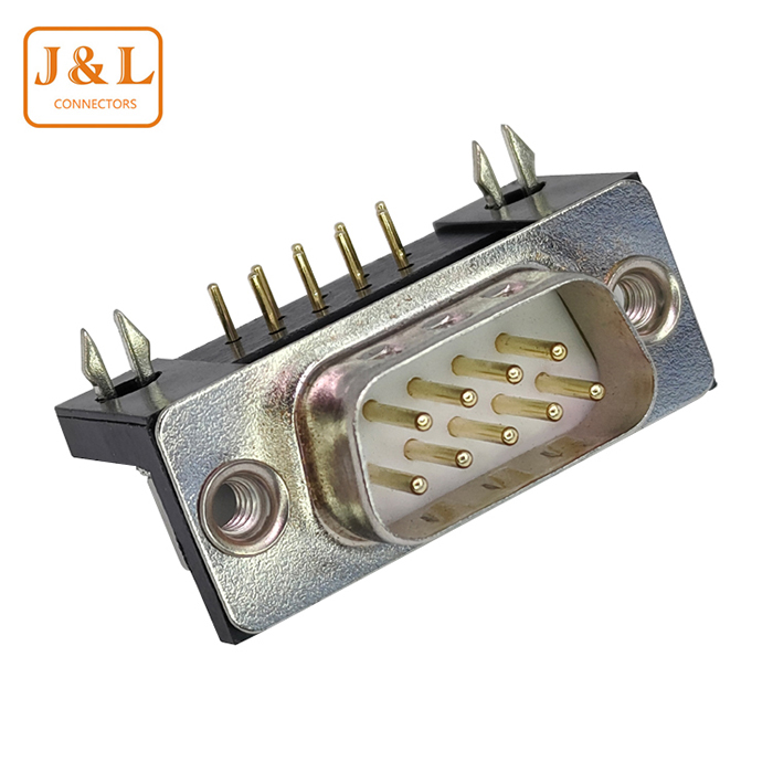 RS232插座DR9公工业级实芯车针DB9公座铆锁白胶支架VGA90度弯插板