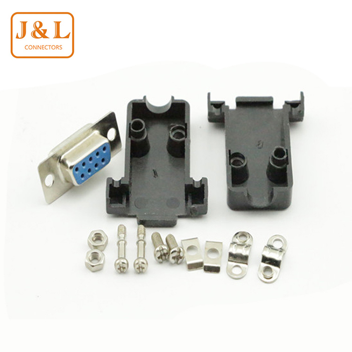 大电流D-SUB电源连接器  DB9pin公母头装配塑胶外壳