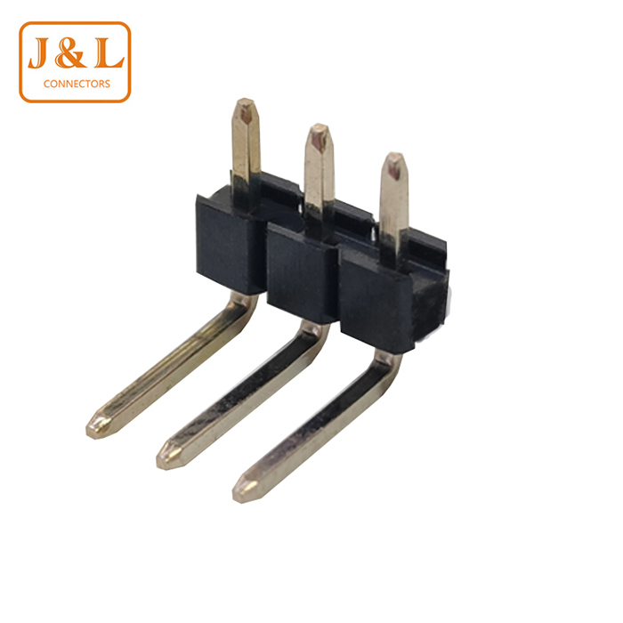 2.54mm间距3P单排弯针90度镀金排针