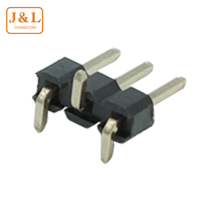 2.54mm间距1*3P单排镀金错位贴片排针