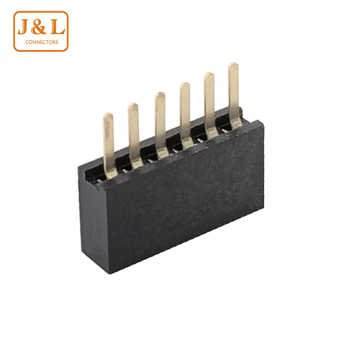 2.0mm间距单排6P镀金卧贴排母