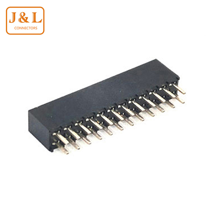 2.0mm间距双排2*12P镀金180度直插排母