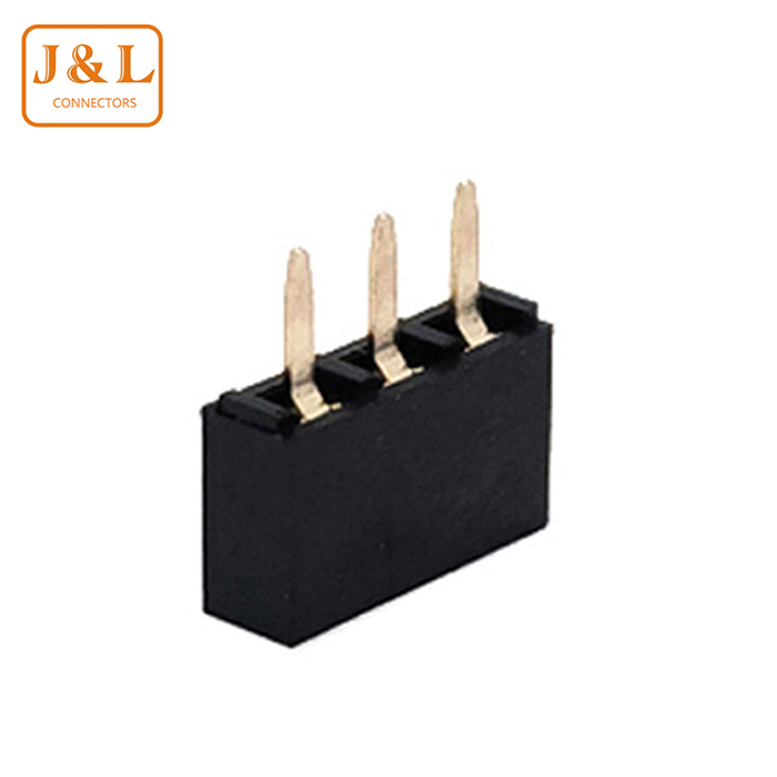 2.54mm间距单排3P镀金180度直插排母