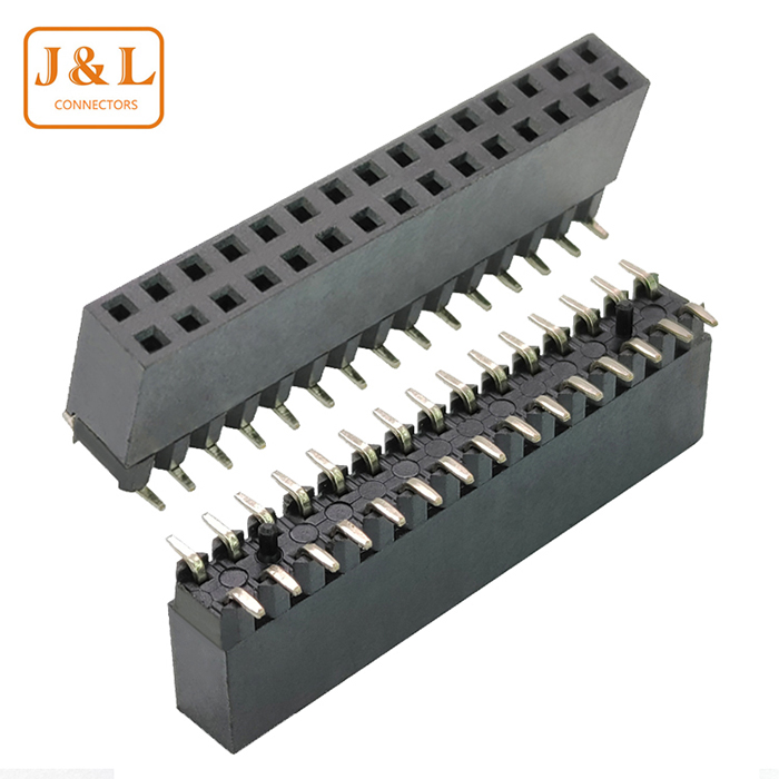 2.0mm间距双排2*15P镀金贴片加塑排母