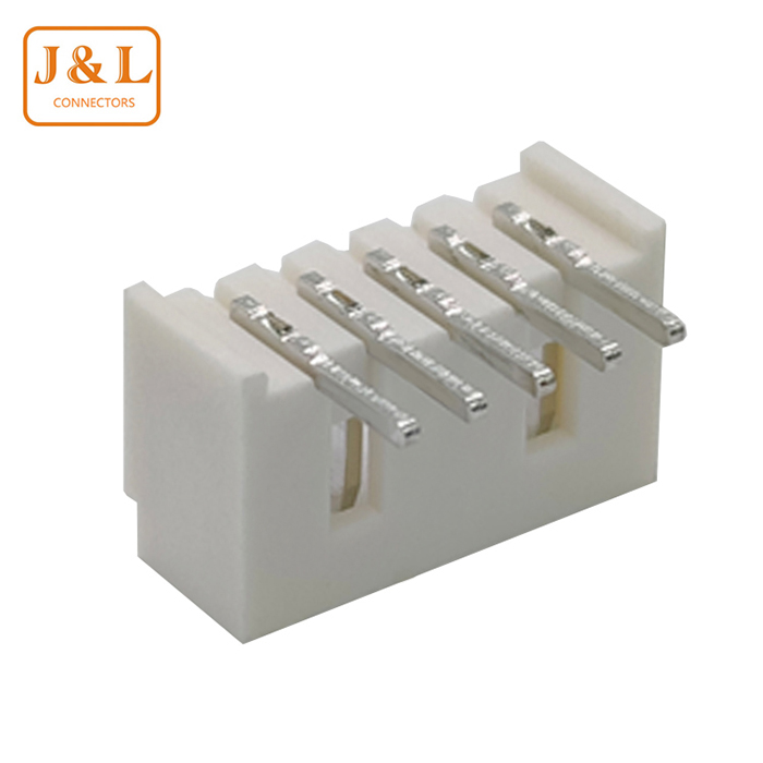 1.25MM间距5P弯插弯针立卧式90°耐高温插脚连接器针座