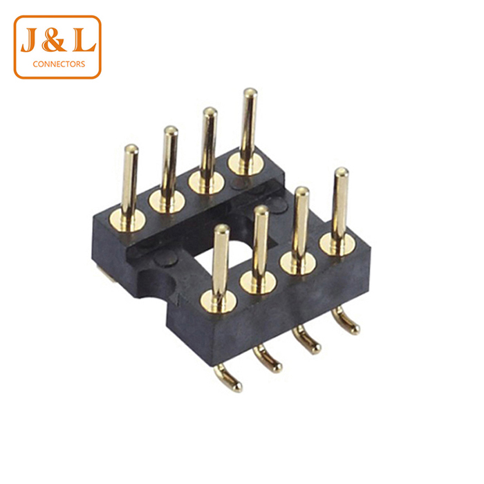 1.778/2.54mm间距 双头圆孔IC插座插针镀金 定制连接贴片