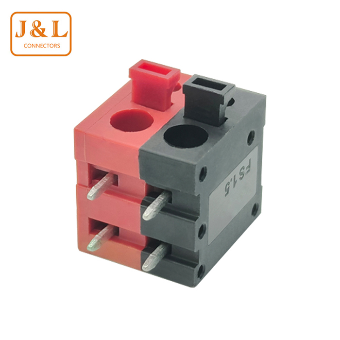 5.0mm间距 红黑电源设备弹簧式PCB接线端子DG211R KF211R接插件