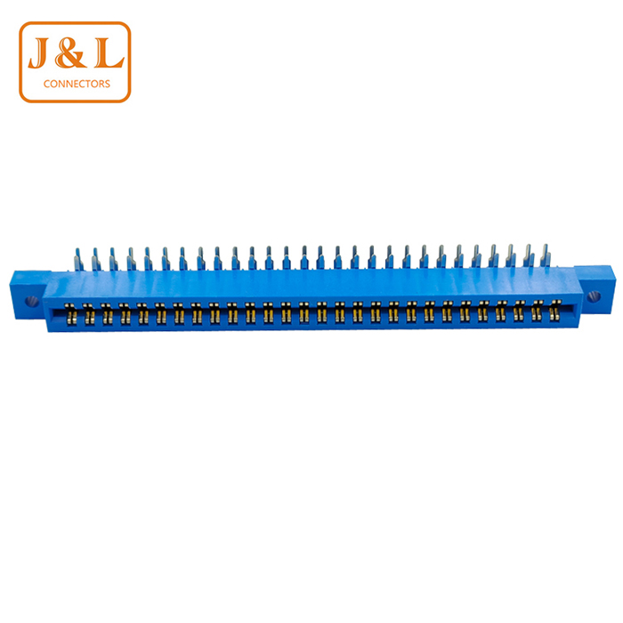 厂家直销2.54mm间距2*28P 蓝色金手指 PCB板插槽插座90度弯针有耳