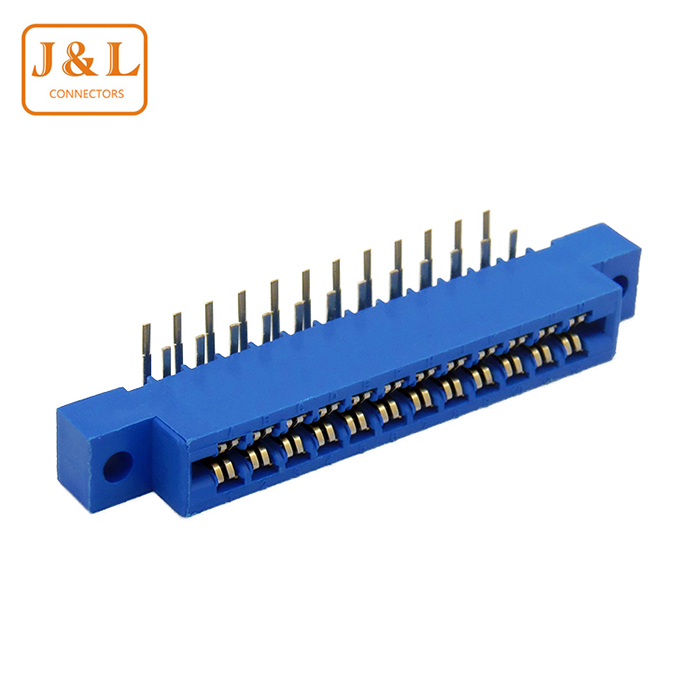 厂家直销2.54mm间距2*12P 蓝色金手指 PCB板插槽插座90度弯针有耳