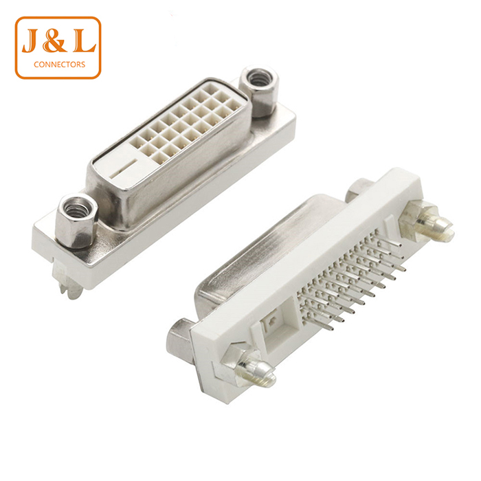 DVI24+1 dvi母头 180度直插式焊板 接口dvi连接器 DVI母座连接器