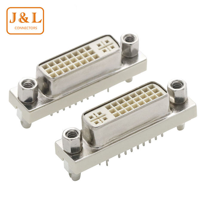 DVI24+5 dvi母头180度直插式焊板 接口dvi连接器 DVI母座连接器