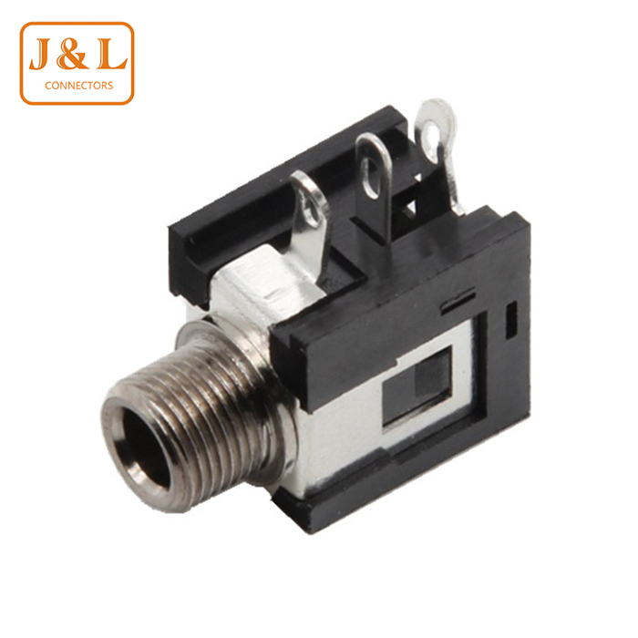 PJ-376M单/双声道麦克风耳机插座三脚插件带螺纹音频插座母座