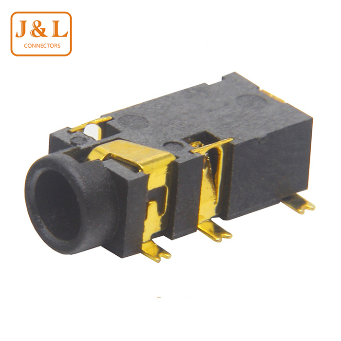 3.5镀金耳机插座四级PJ-327G五脚贴片耐高温音频插座带定位柱