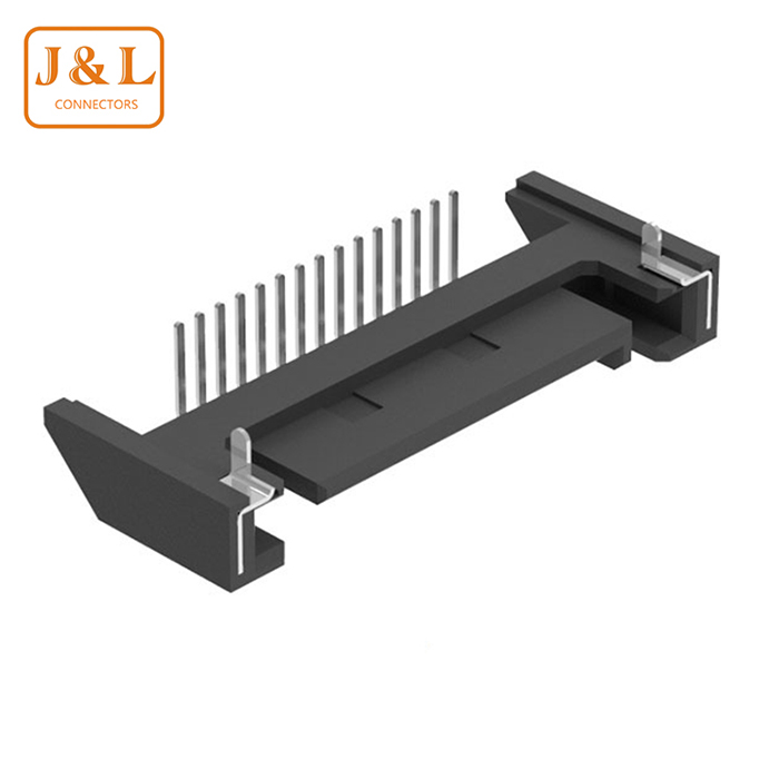 硬盘接口SATA15P公座高温塑胶90度带接地脚连接器