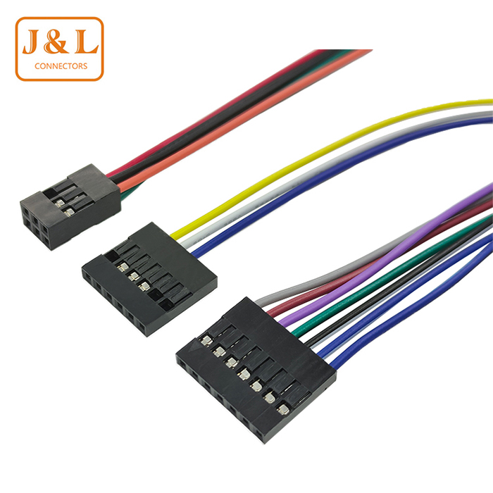 2.54mm间距单双排2/3/4P母头杜邦彩色端子连接线可定 制