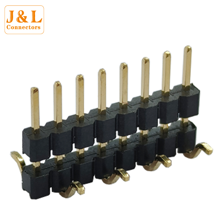 厂家直销2.0mm间距8P单排双塑错位贴片SMT排针定 制连接器