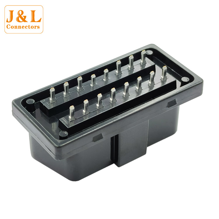 厂家直销 0BDII公头16PIN 直针镀镍12V 黑色 汽车连接器